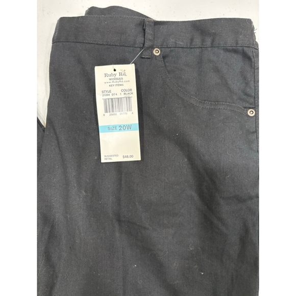 Women's Ruby Rd. Black Straight Leg Pants, Elastic Waist, 20W, NWT - Picture 2 of 7